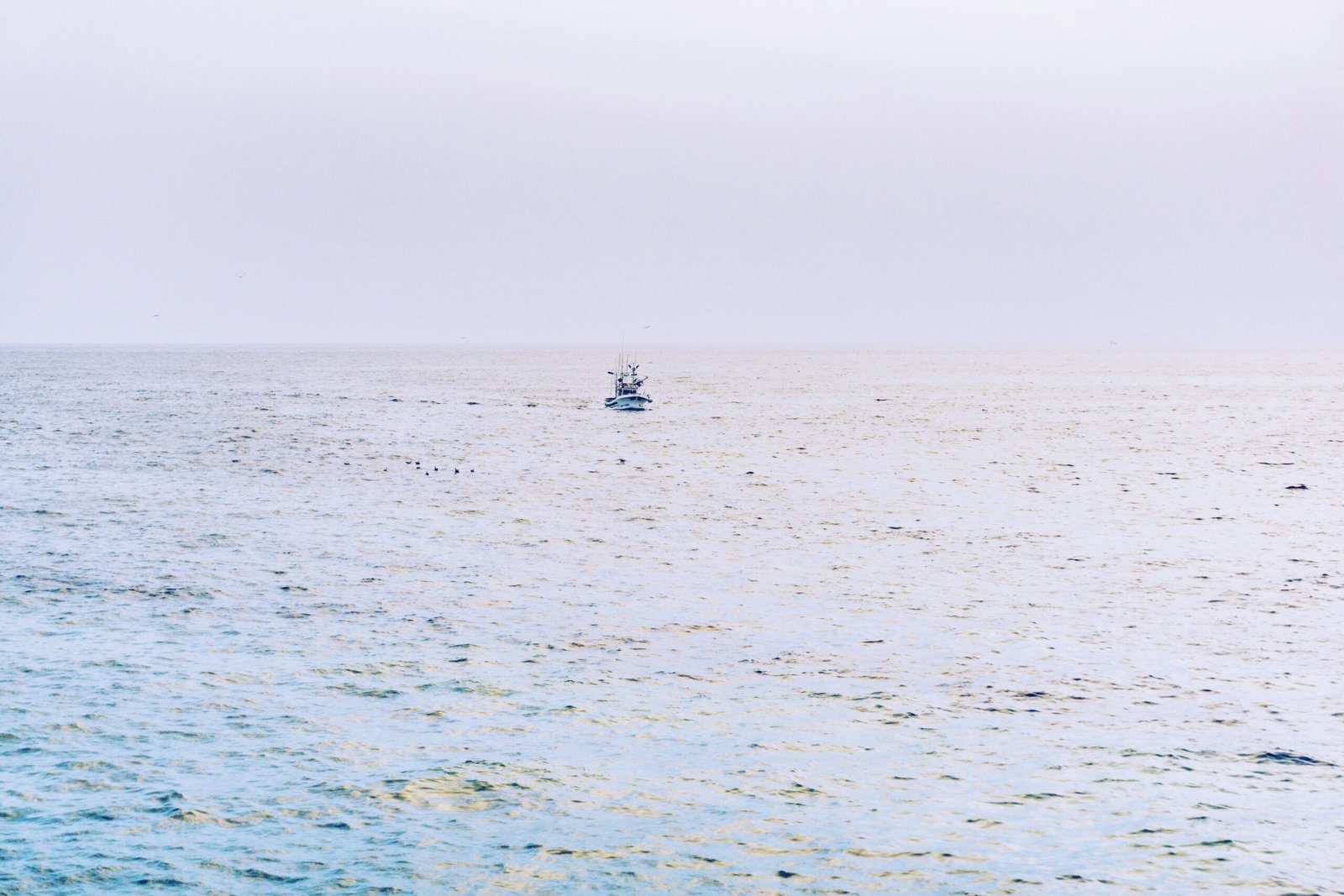 a small boat in a small boat in the middle of a large body of water